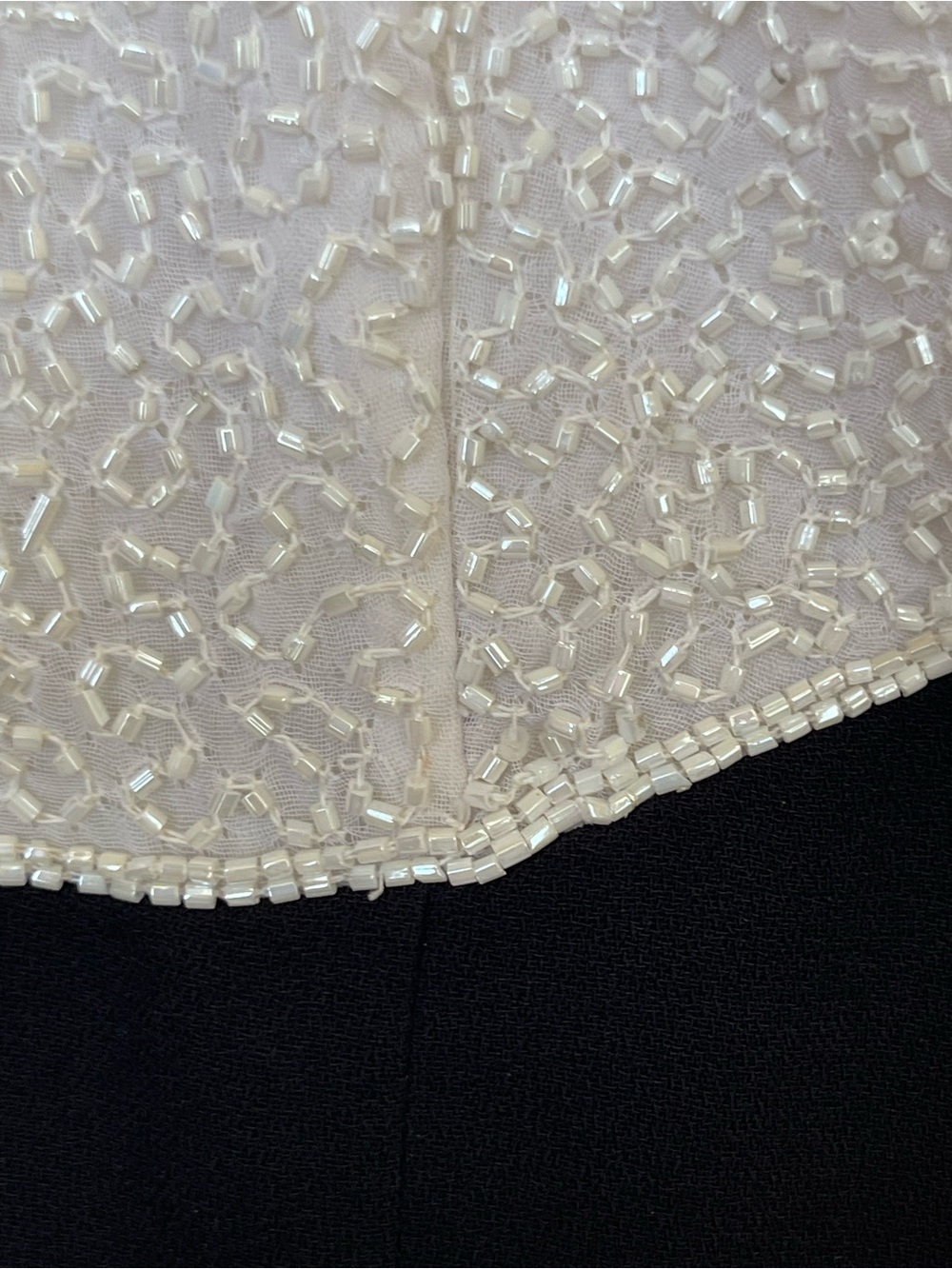 Vintage Beaded Cocktail Dress Black Cream Sleeveless 90s Evening Party Small